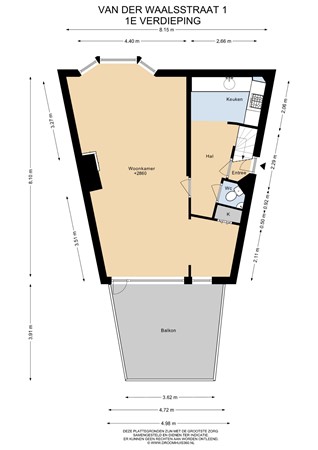 Floorplan - Van der Waalsstraat 1, 2313 VB Leiden